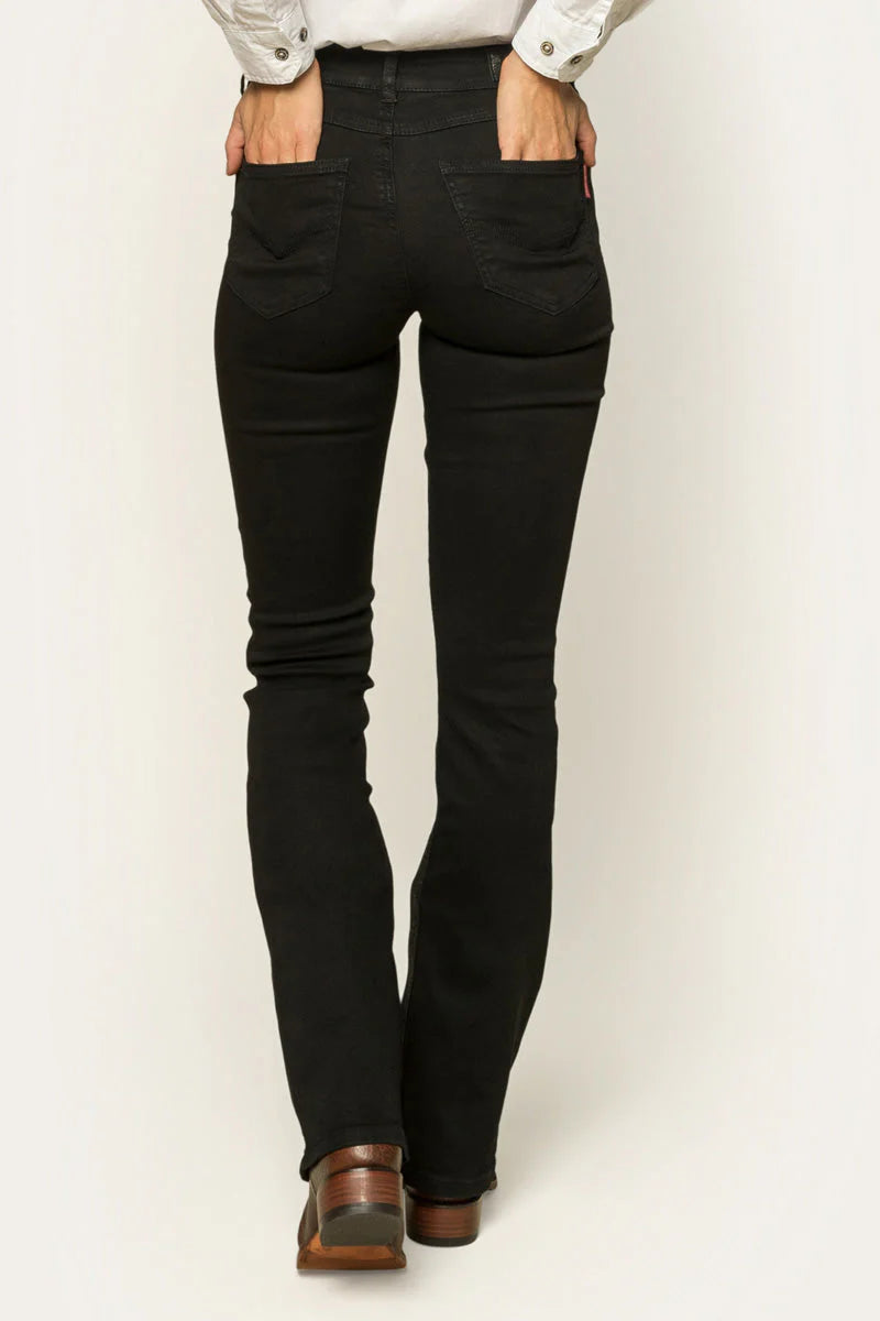 Katherine Womens Mid Rise Bootleg Jeans - Black