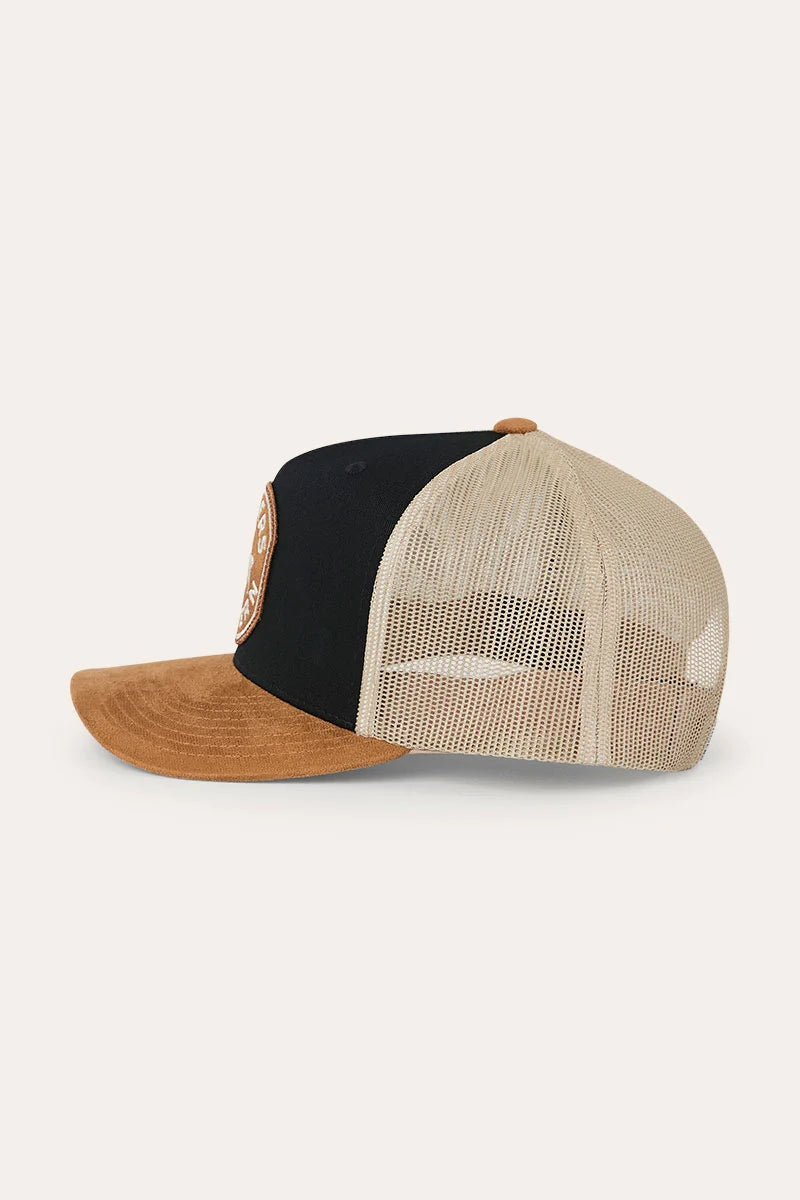 Outback Hide Roadhouse Trucker Cap - Black/Dark Tan