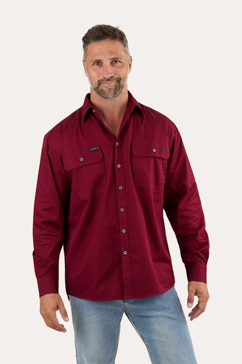 King River Full Button Work Shirt - Burgundy