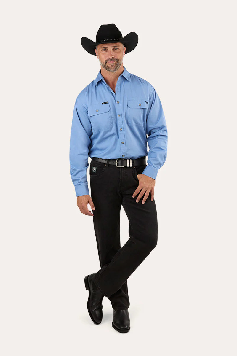King River Full Button Work Shirt - Denim Blue