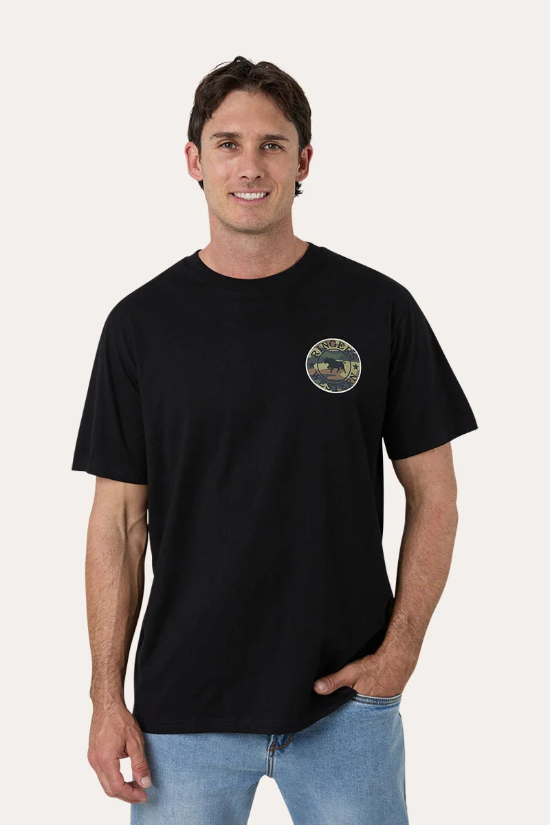 Signature Bull Mens Loose T-Shirt - Black/Camo