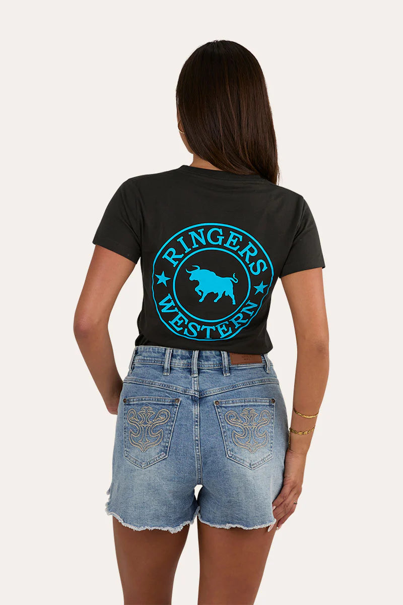 Signature Bull Women’s Classic T-Shirt - Charcoal/Aqua