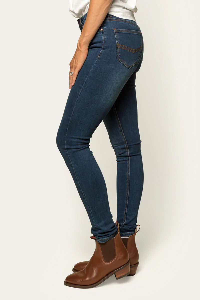 Sophie Womens Mid Rise Skinny Leg Jeans - Classic Blue