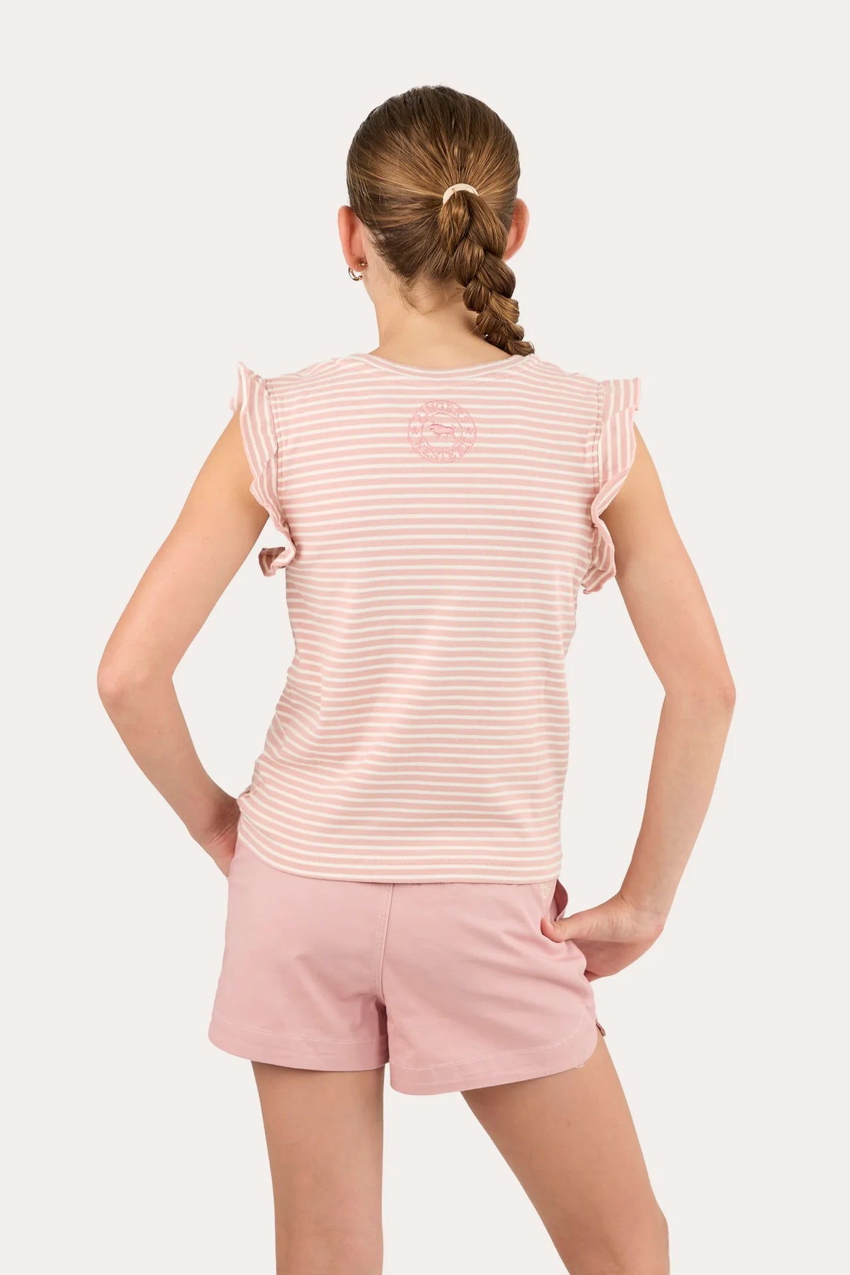 Valentina Kids Ribbed T-Shirt - Pink/White