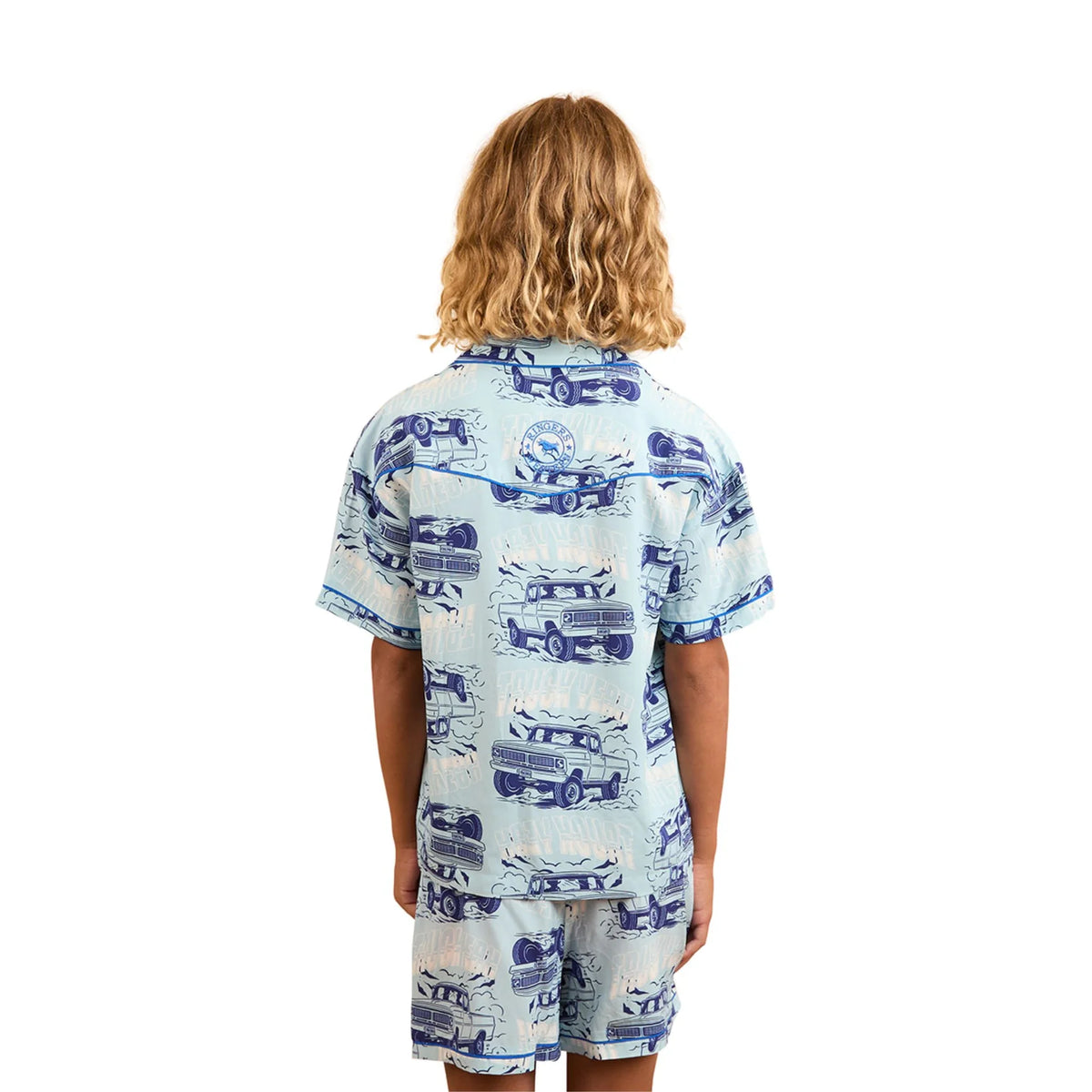 Truck Yeah Kids Short Pyjama Set - Light Blue