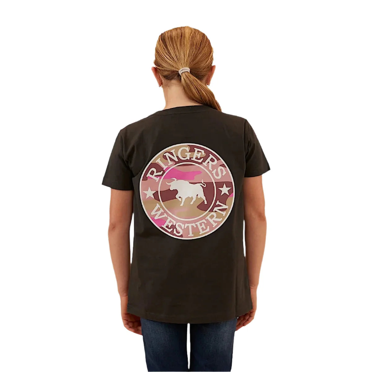 Signature Bull Kids T-Shirt Charcoal/Pink Camo