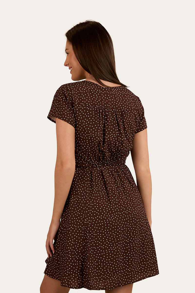 Marrabel Womens Mini Dress - Chocolate/White
