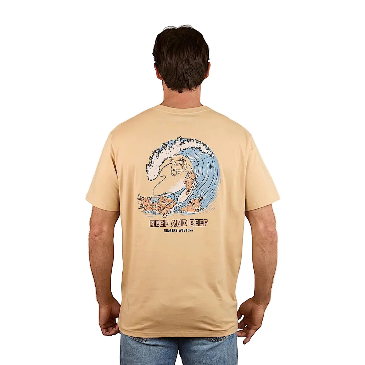 Reef and Beef Mens Loose Fit T-Shirt - Dark Sand