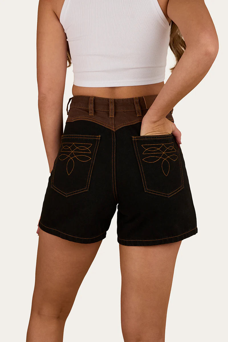 Brandy Womens Denim Shorts - Washed Black