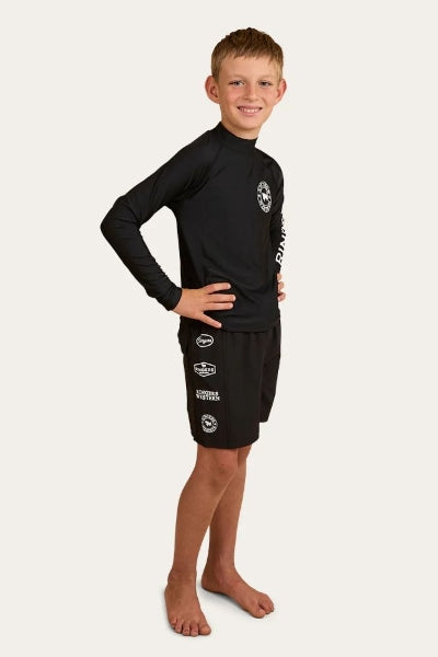 Davey Boys Swim Rashie - Black w/ White