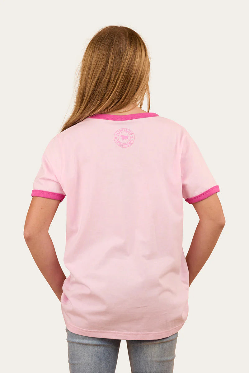 Howdy Cowgirl Kids Ringer T-Shirt - Ballet Pink