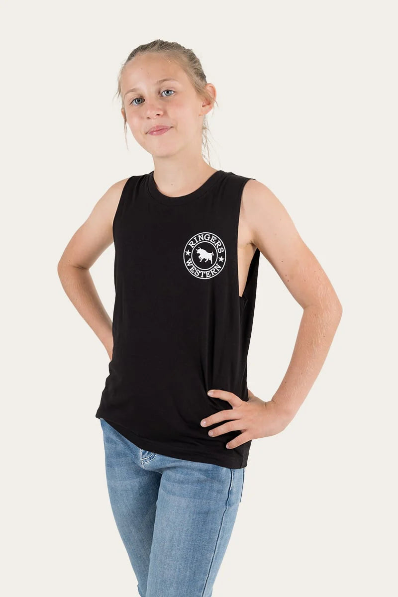 Signature Bull Kids Muscle Tank Black with White