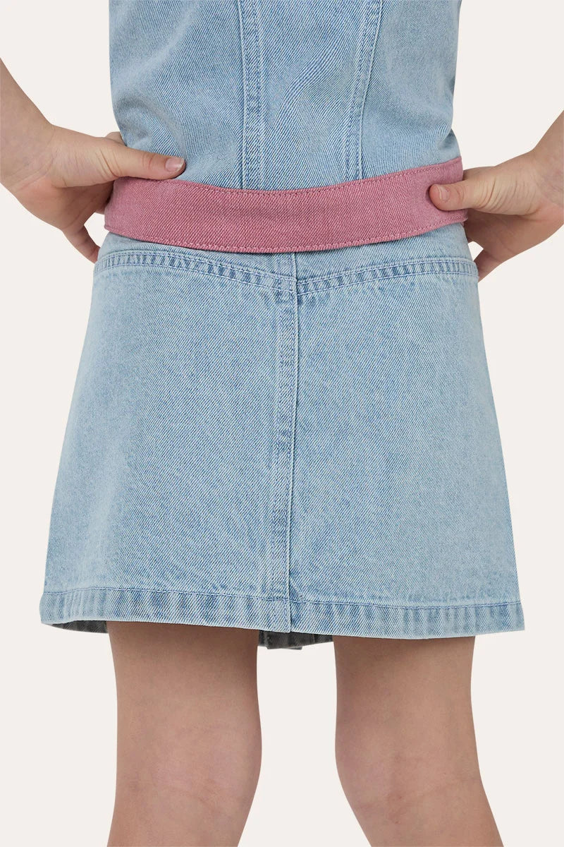 Cowgirl Club Kids Girls Studded Mini Skirt - Light Blue