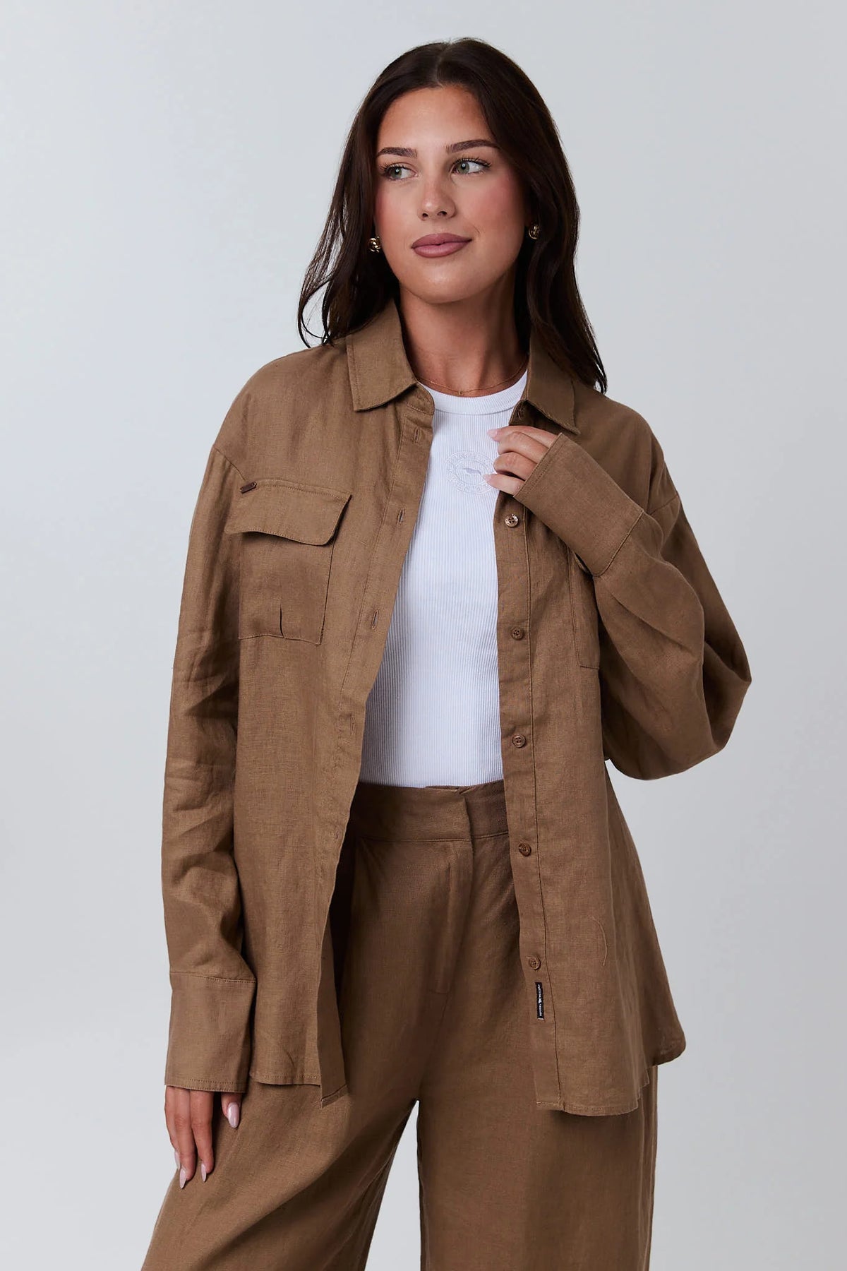 Celine Women’s Oversized Linen Shirt - Caramel