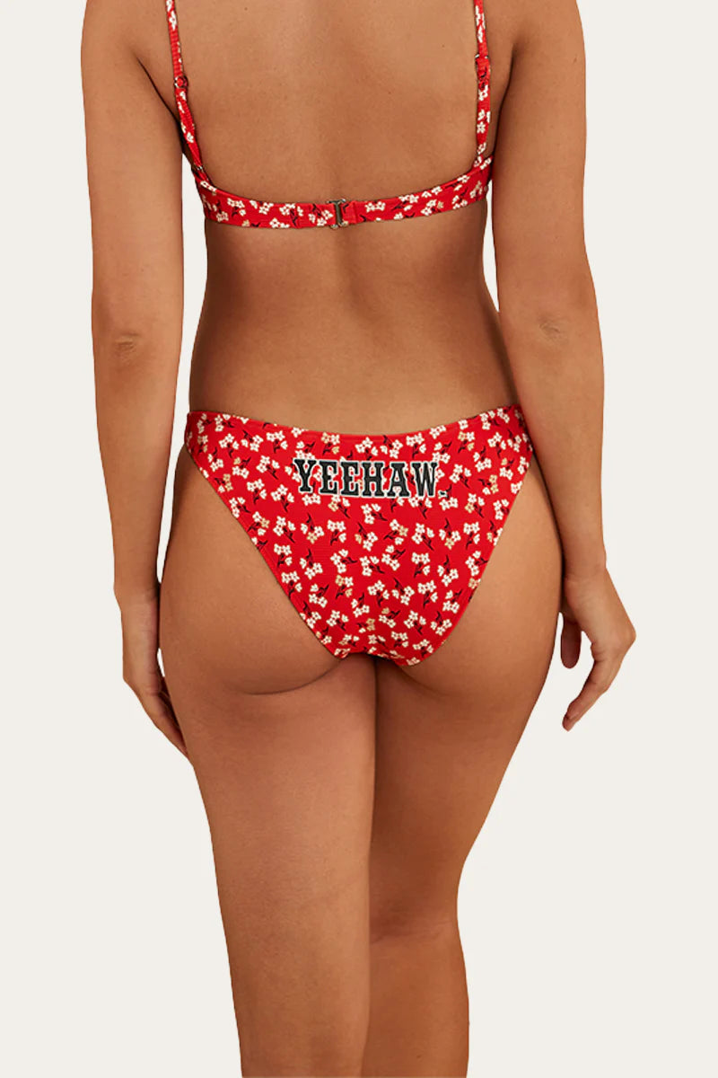 Posie Womens Hi Cut Bikini Bottom - Fiery Red