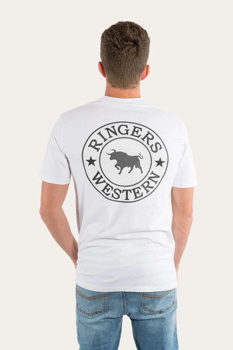 Signature Bull Mens Loose T-Shirt - White / Black