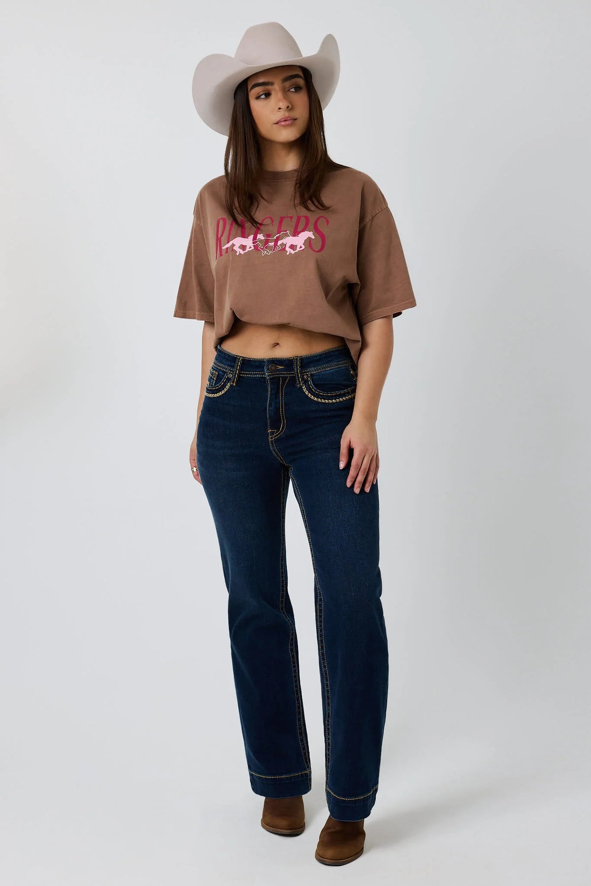 Running Herd Women’s Oversized T-shirt - Washed saddle Brown