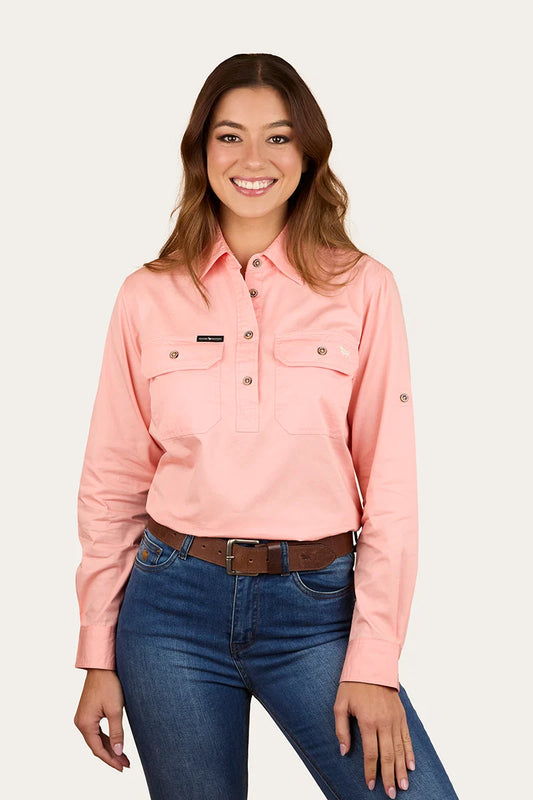 Pentecost River Women’s Half Button Work Shirt - Light Blush