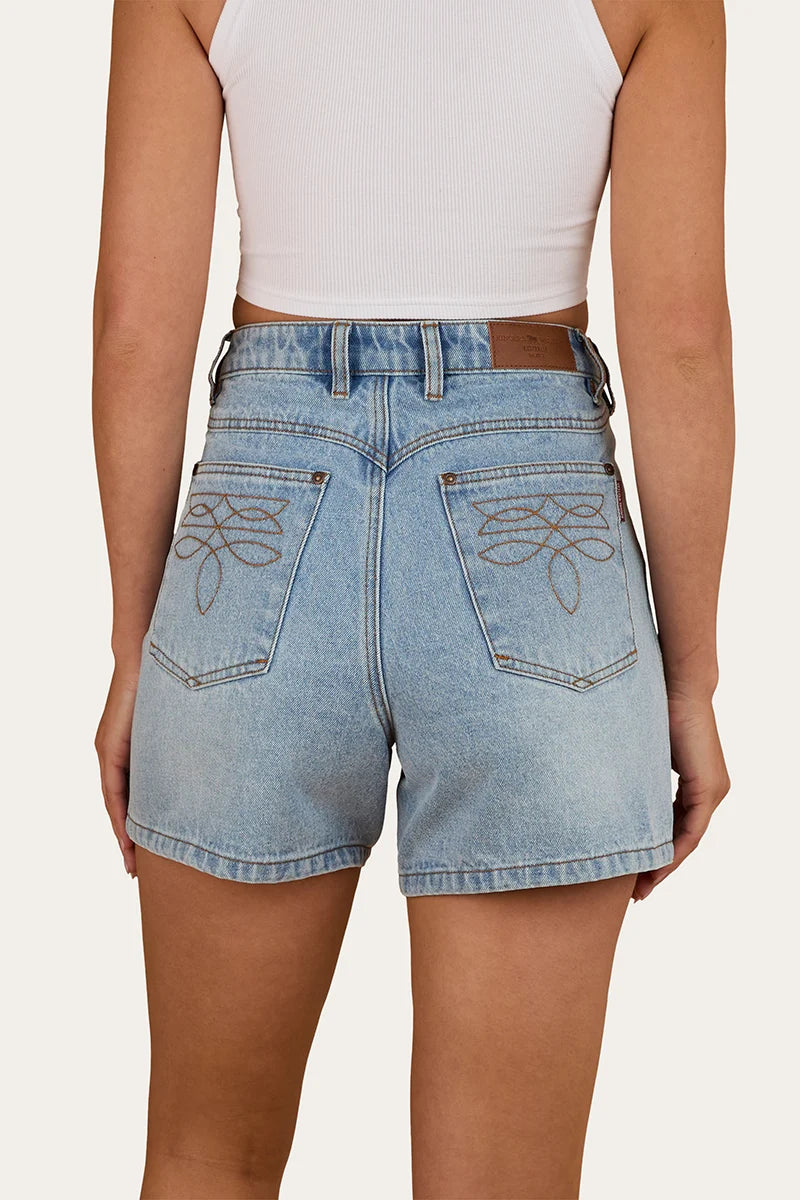 Charlene Womens Denim Shorts- Light Wash Blue