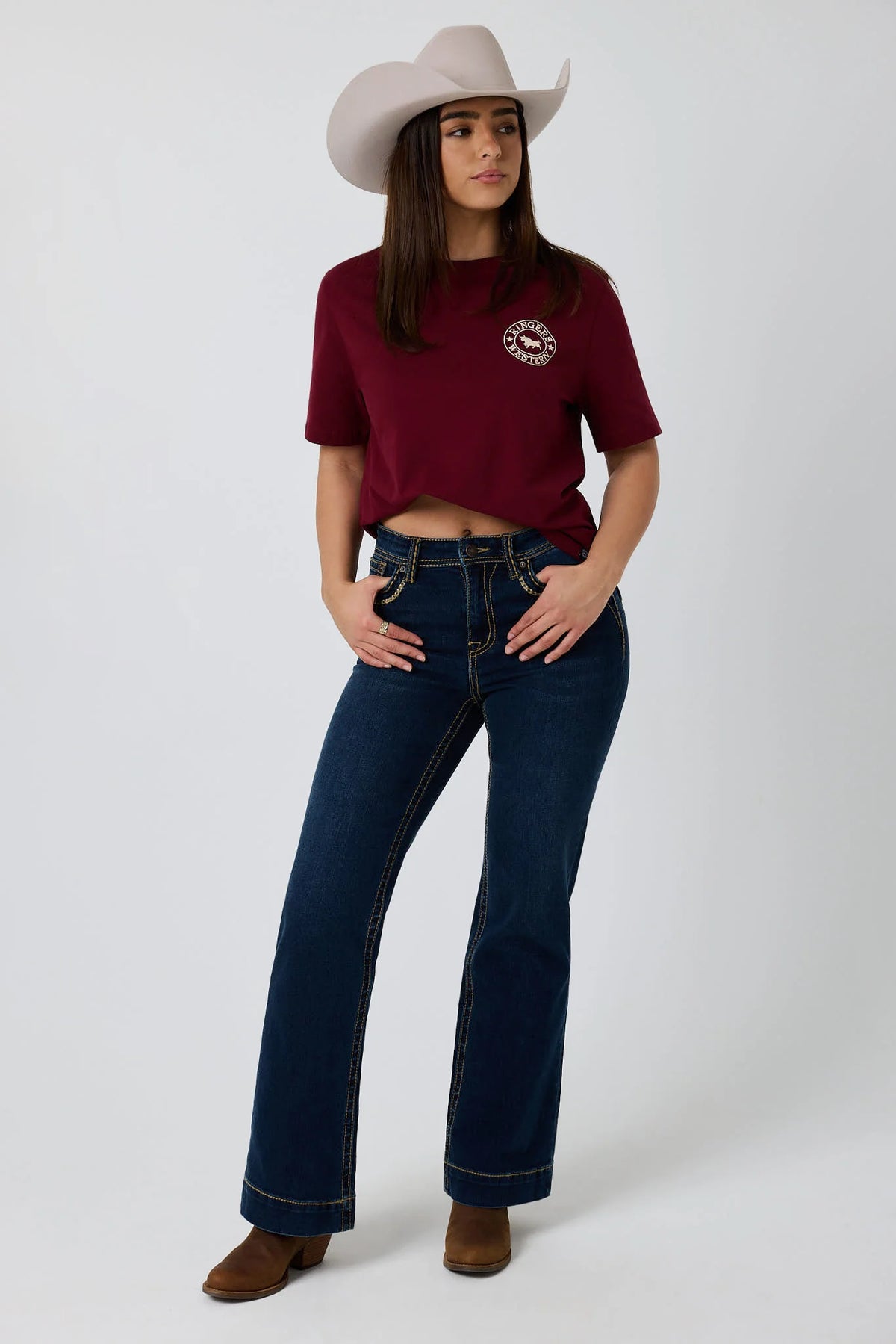 Signature Bull Women’s Loose fit T-shirt - Plum / Beige