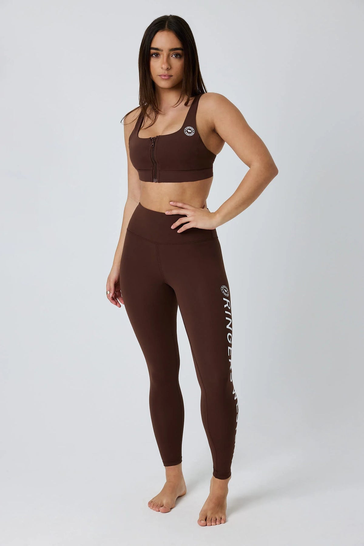 Anikafit Women’s Zip Front Support Crop - Chocolate