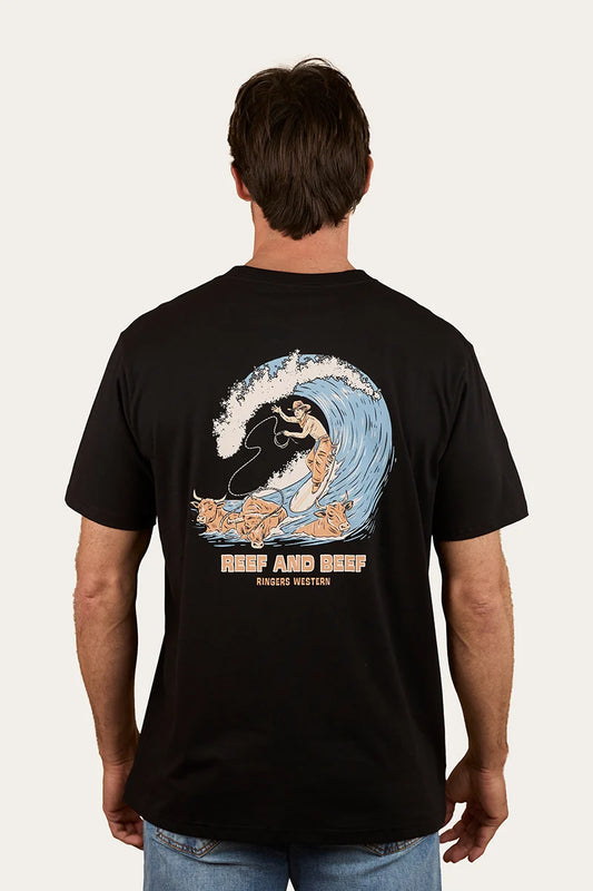 Reef and Beef Mens Loose Fit T-Shirt - Black