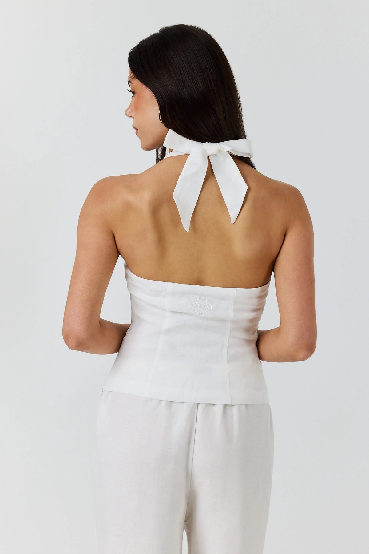 Fallon Women’s Linen Halter Top - White