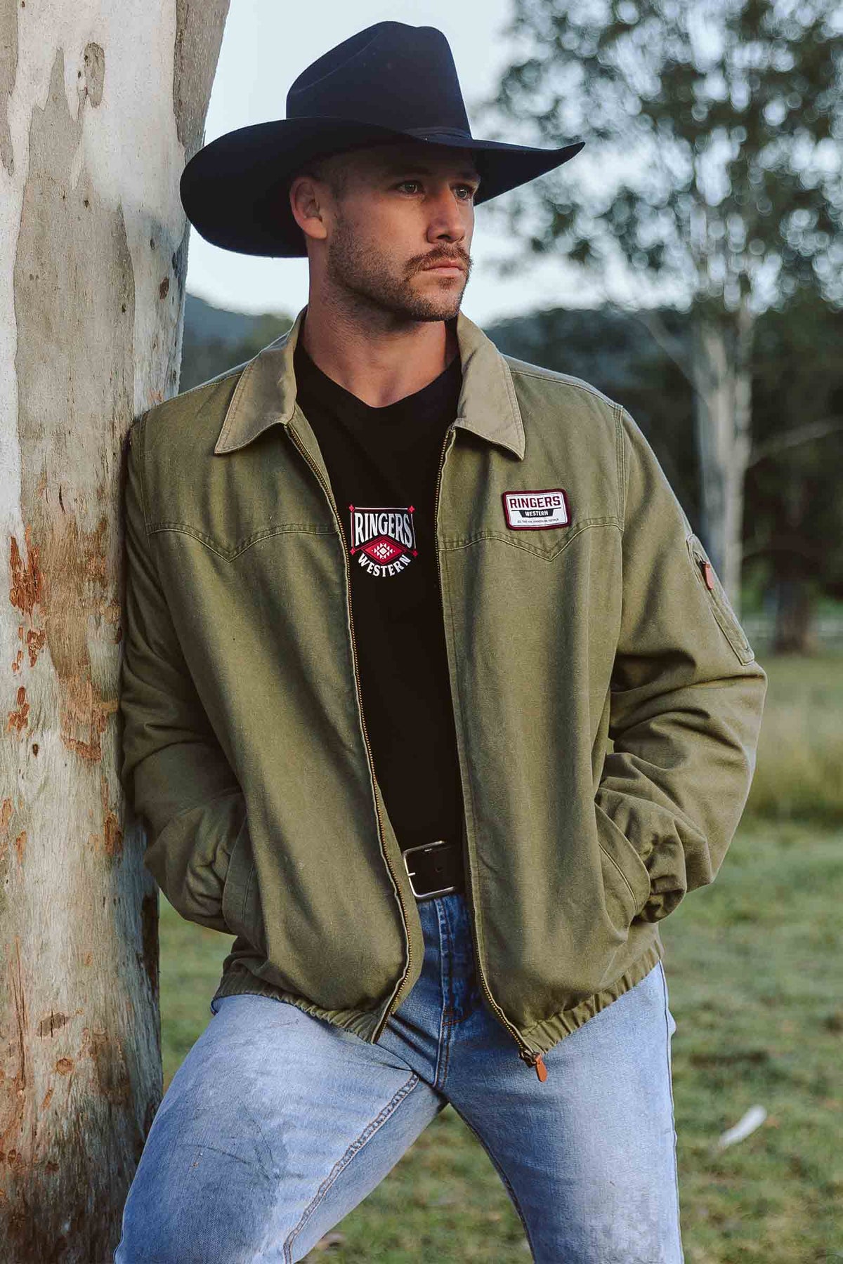 Suffolk Men’s Western Bomber Jacket - Military Green