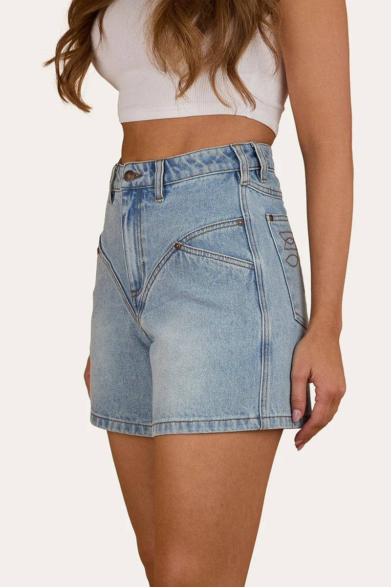 Charlene Womens Denim Shorts- Light Wash Blue
