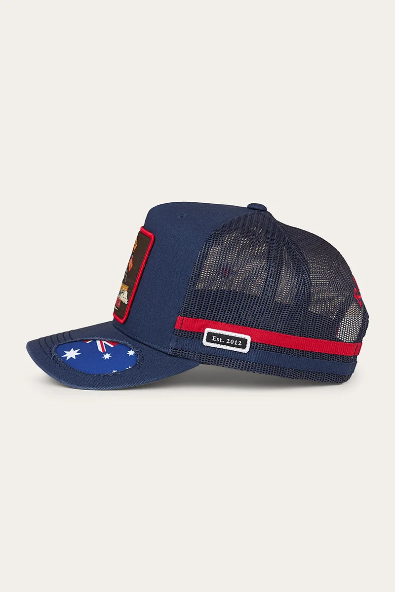 Ute Flag Deep Fit Trucker Cap - Navy/Red