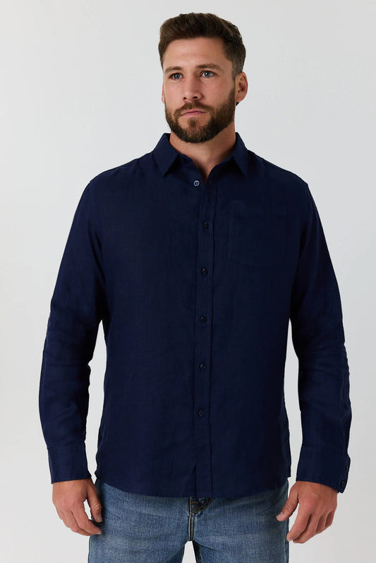Fieldstone Men’s Linen Shirt - Navy