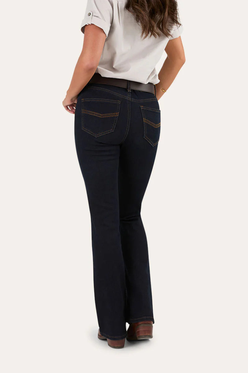 Katherine Womens Mid Rise Bootleg Jeans - Dark Blue