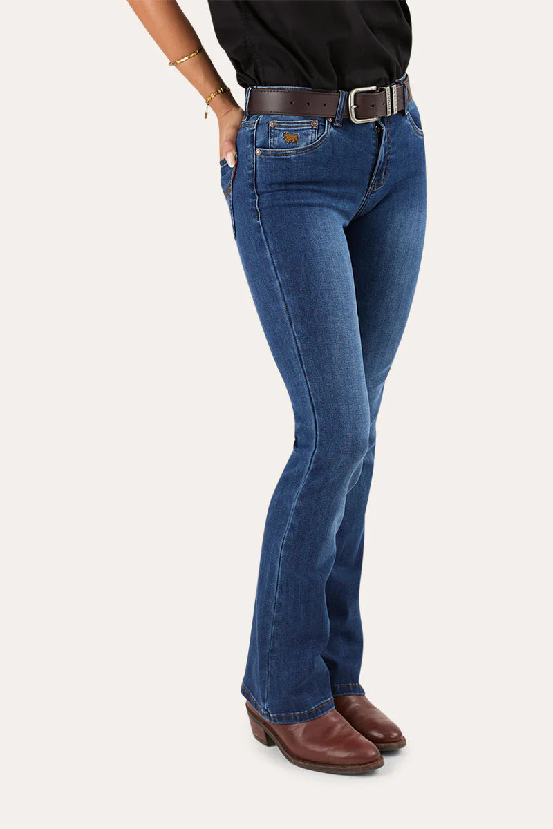 Katherine Womens Mid Rise Bootleg Jeans - Classic Blue