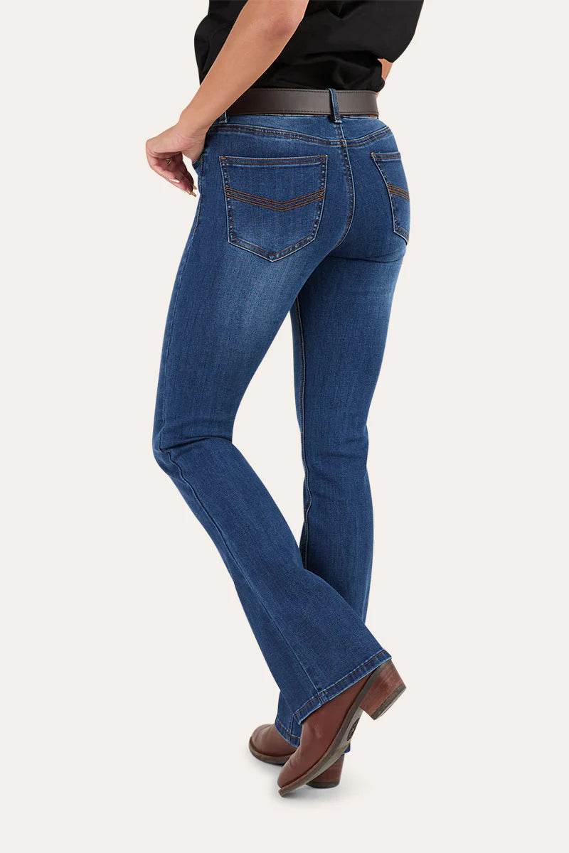 Katherine Womens Mid Rise Bootleg Jeans - Classic Blue