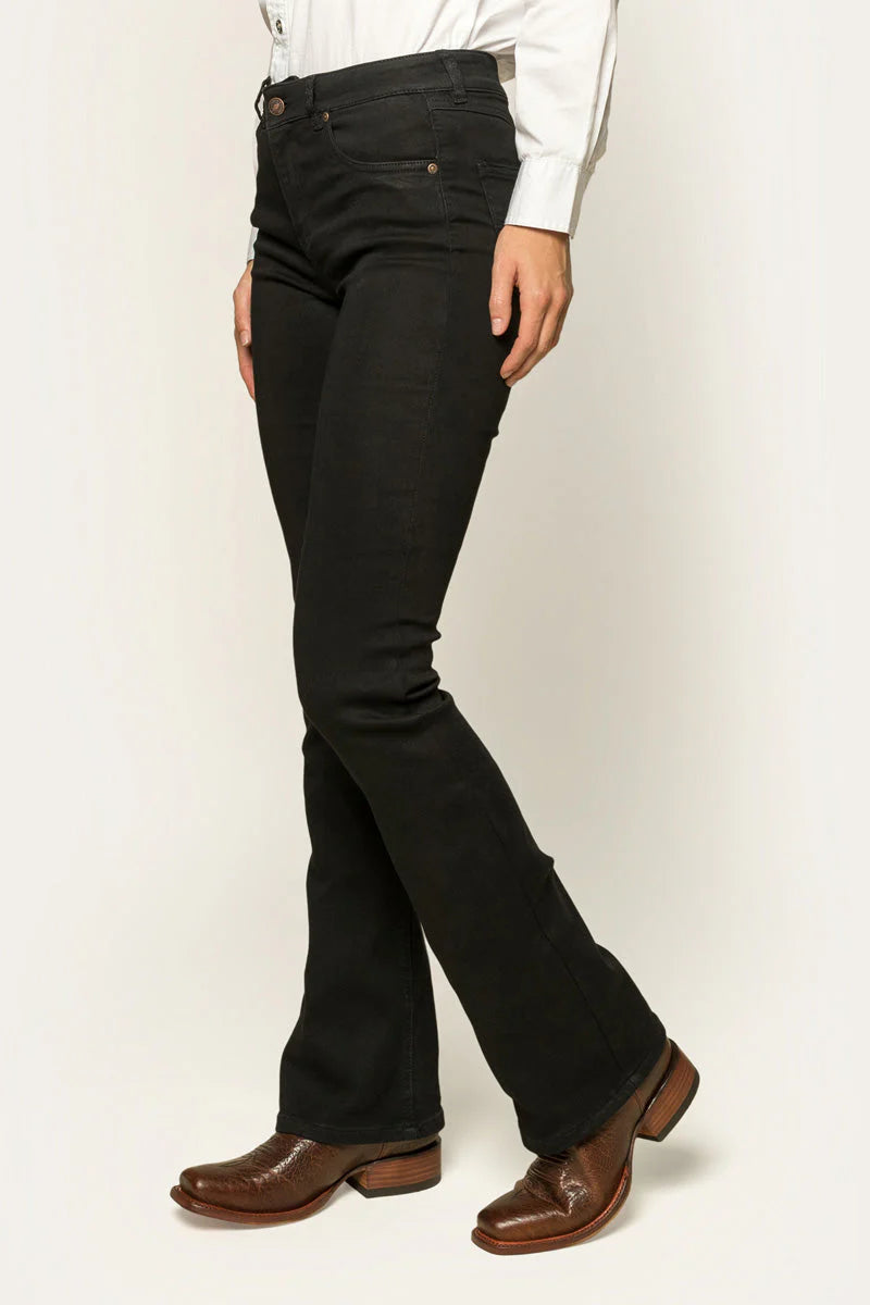 Katherine Womens Mid Rise Bootleg Jeans - Black