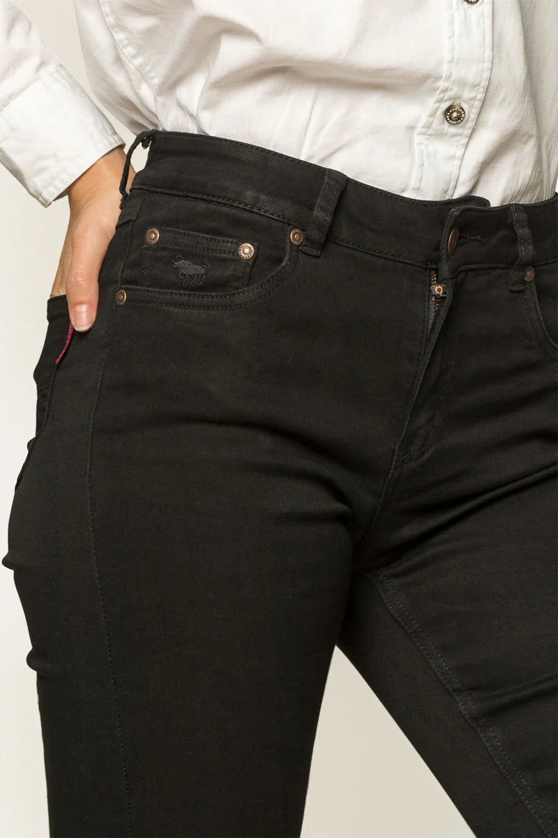 Katherine Womens Mid Rise Bootleg Jeans - Black