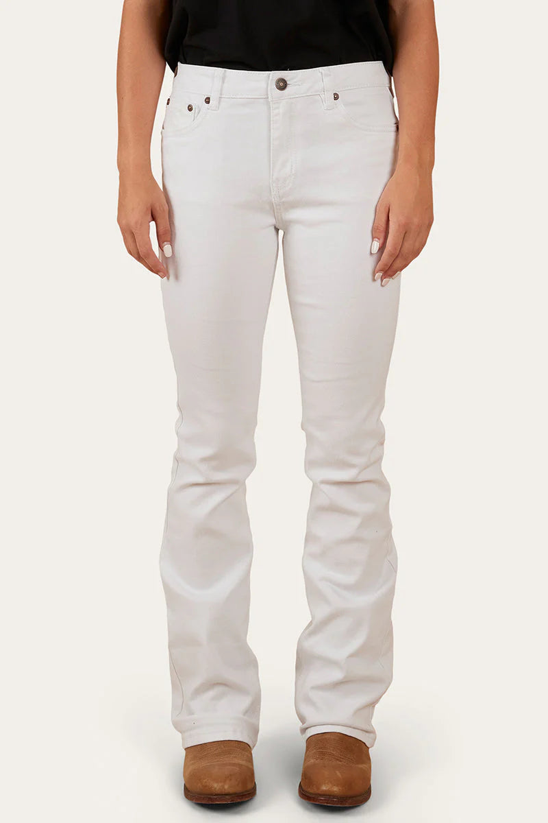Katherine Women’s Mid Rise Bootleg Jeans White