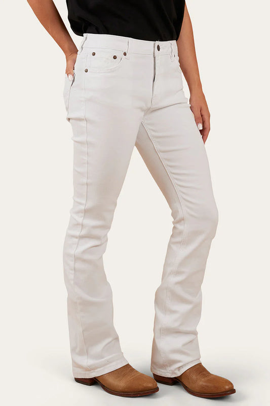 Katherine Women’s Mid Rise Bootleg Jeans White