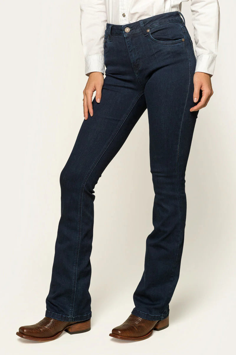 Katherine Womens Mid Rise Bootleg Jeans - Indigo Blue