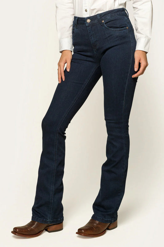 Katherine Womens Mid Rise Bootleg Jeans - Indigo Blue
