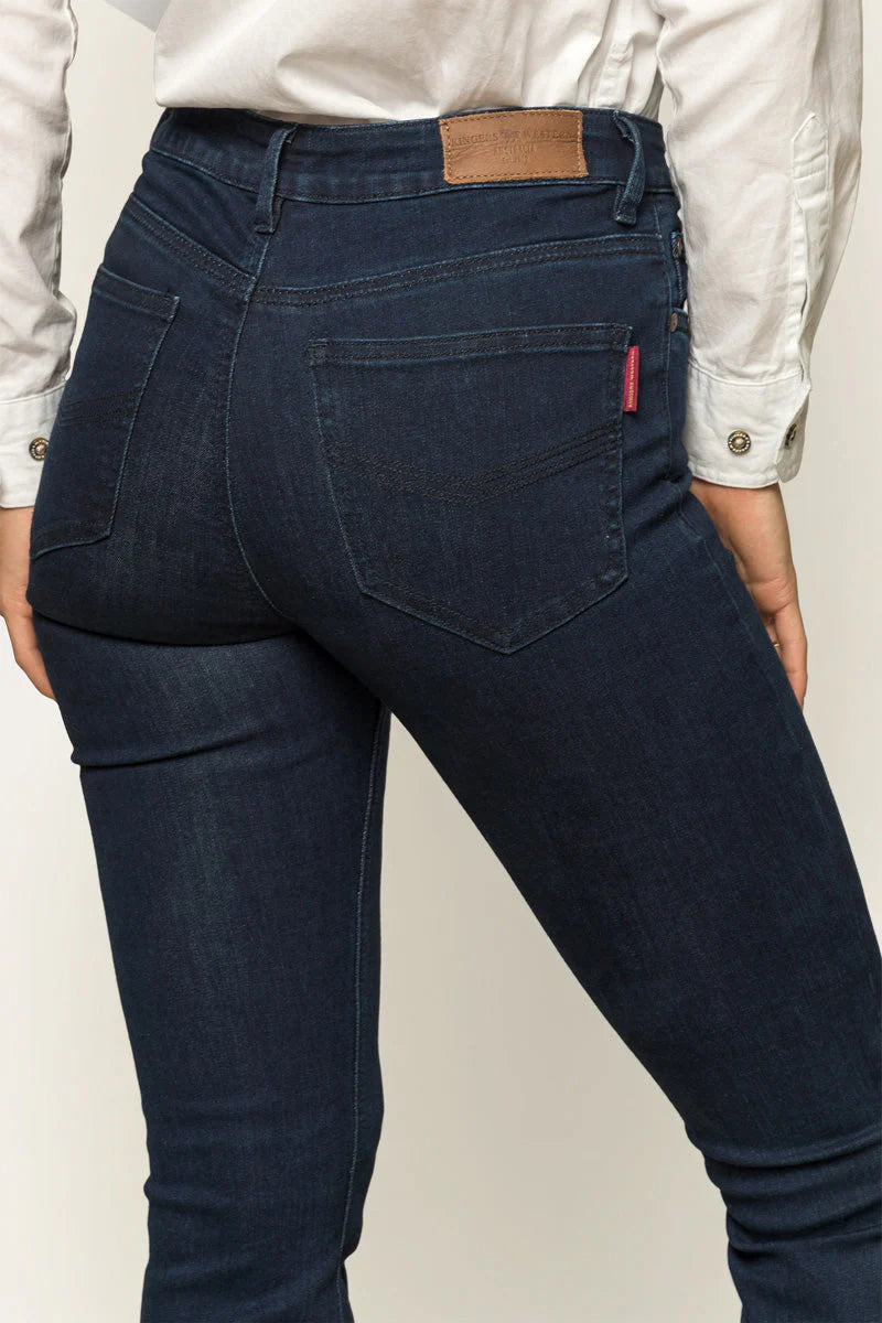 Katherine Womens Mid Rise Bootleg Jeans - Indigo Blue