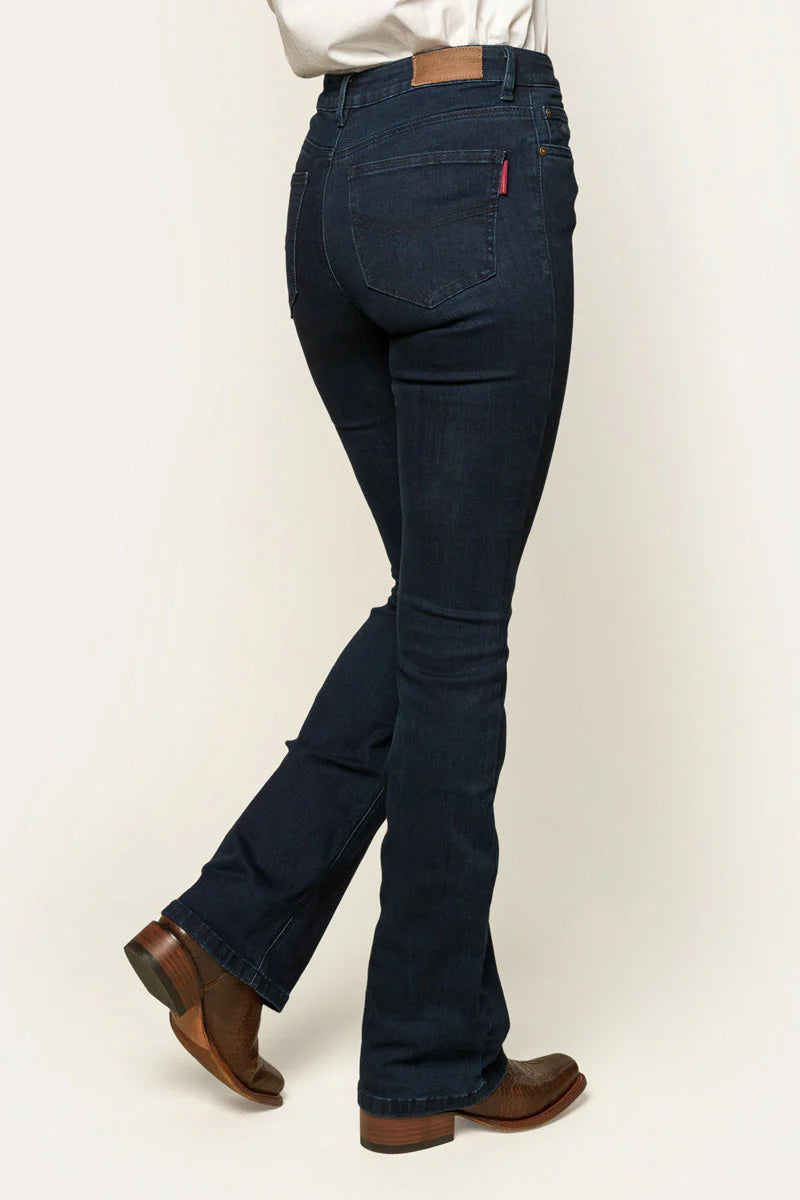 Katherine Womens Mid Rise Bootleg Jeans - Indigo Blue