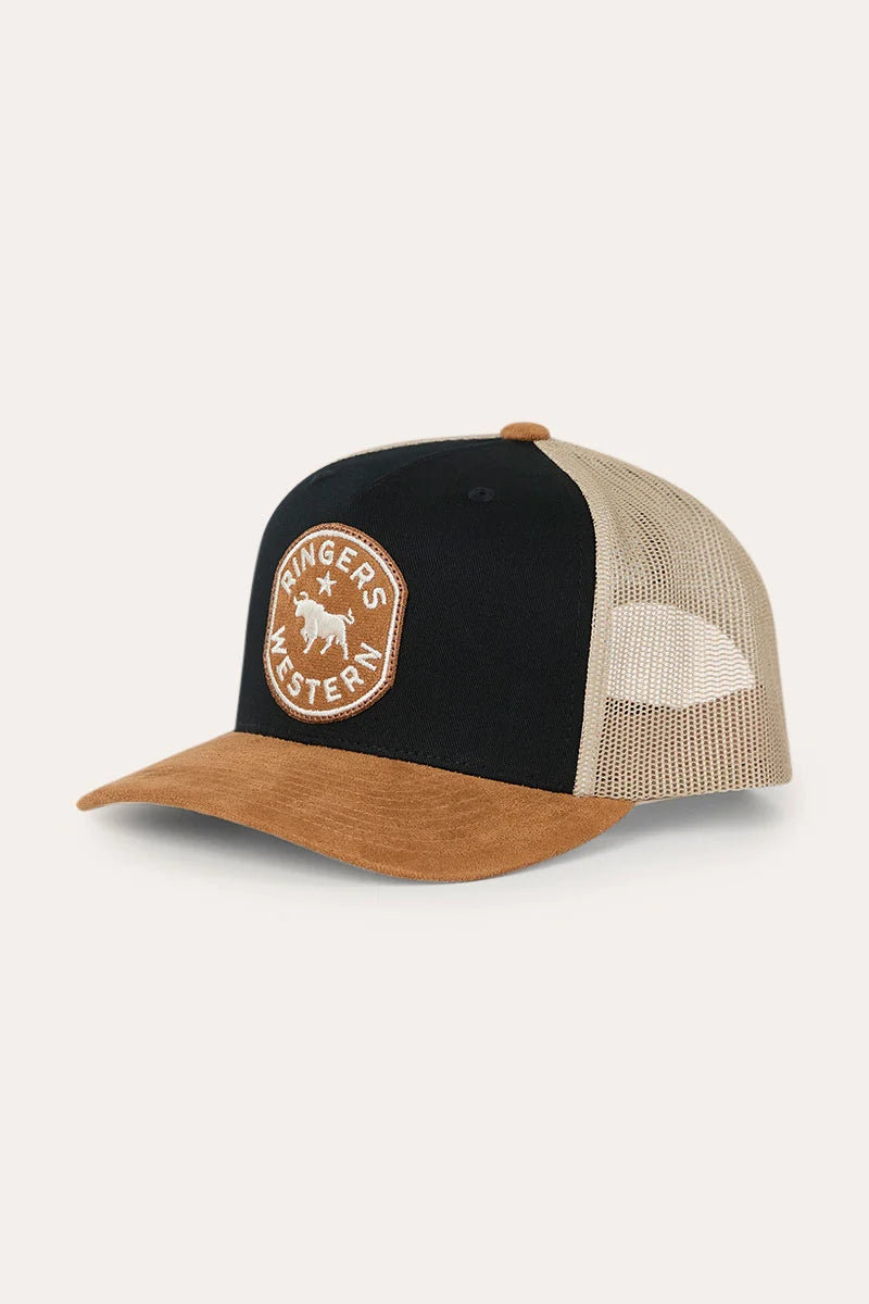 Outback Hide Roadhouse Trucker Cap - Black/Dark Tan