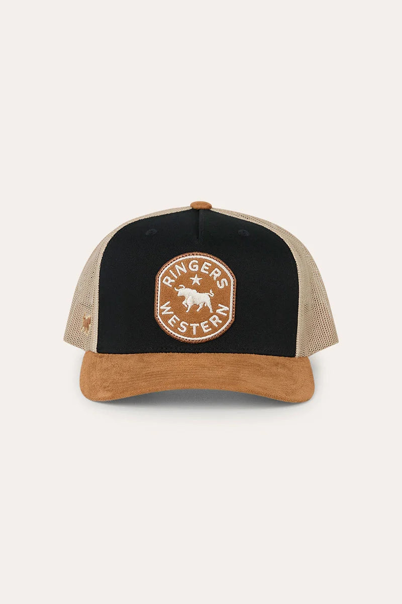 Outback Hide Roadhouse Trucker Cap - Black/Dark Tan