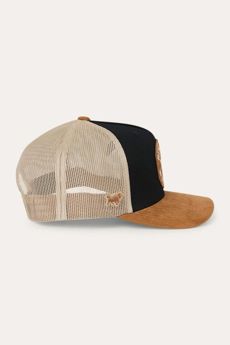 Outback Hide Roadhouse Trucker Cap - Black/Dark Tan