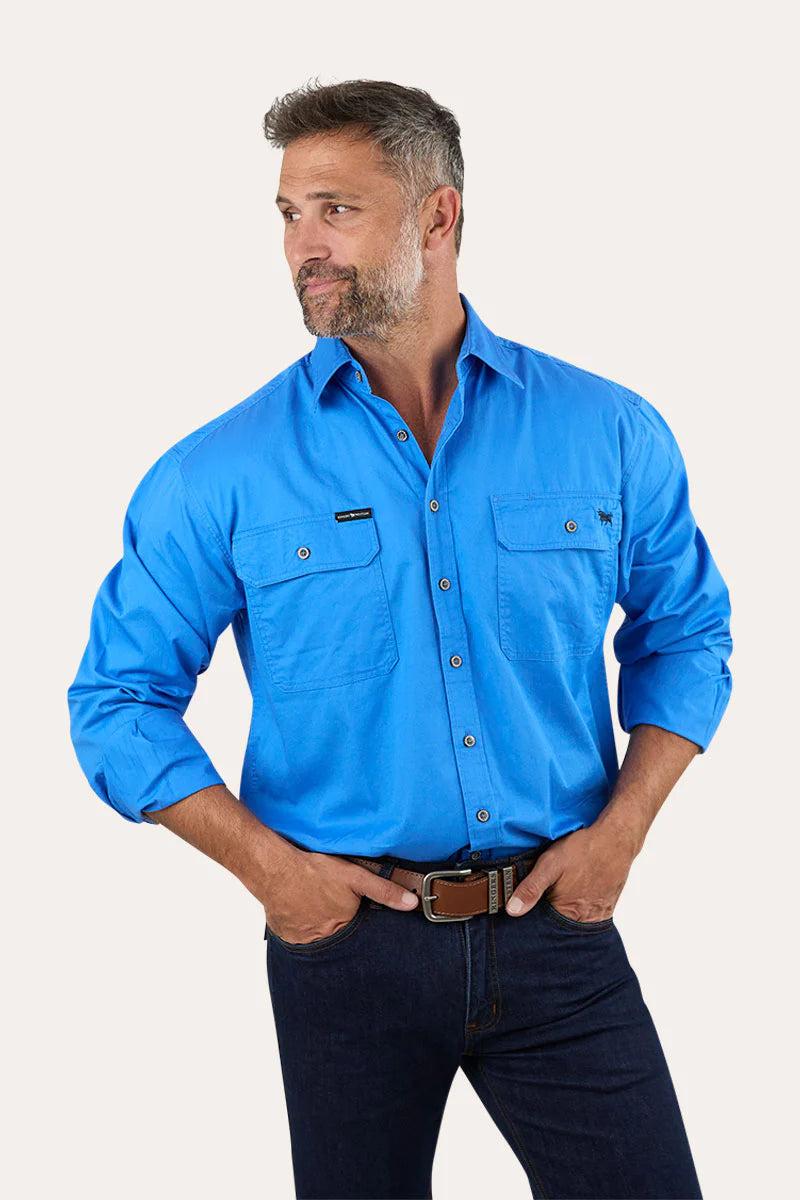 King River Full Button Work Shirt - Blue