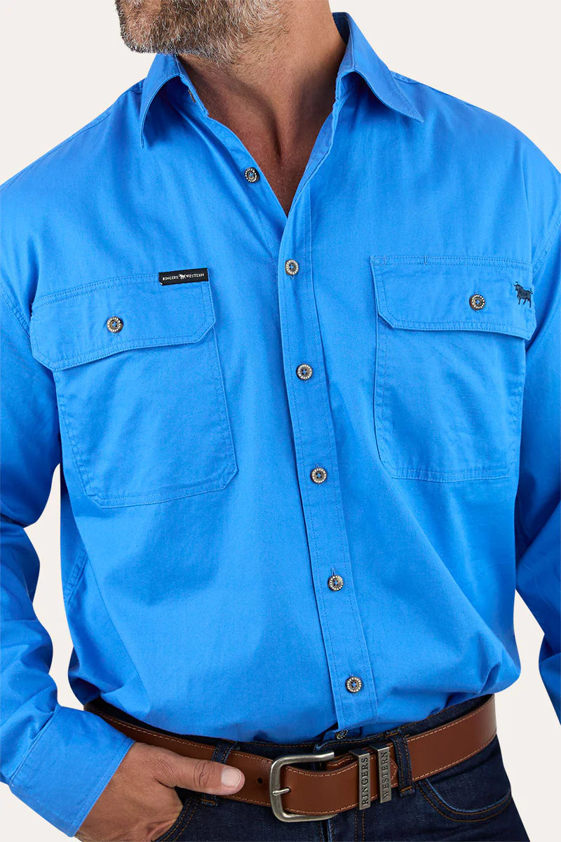King River Full Button Work Shirt - Blue
