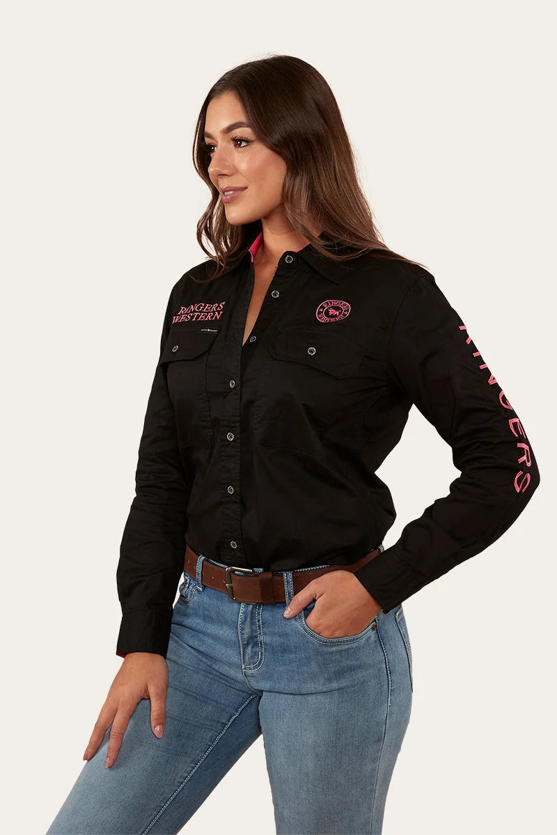 Signature Jillaroo Womens Full Button Work Shirt - Black / Melon