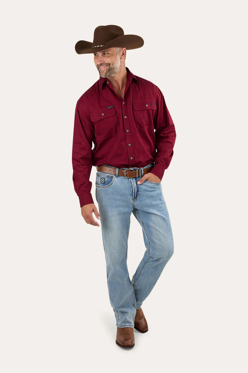 King River Full Button Work Shirt - Burgundy