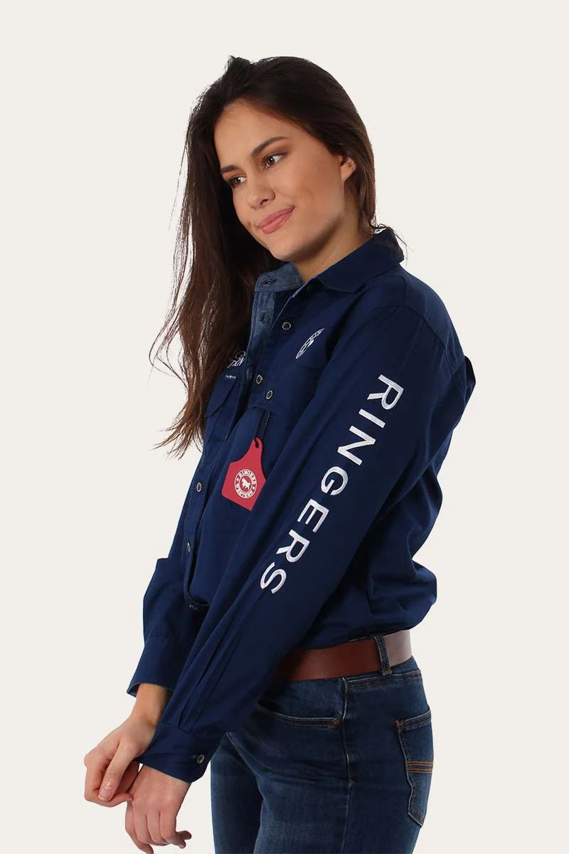Signature Jillaroo Womens Full Button Work Shirt - Navy